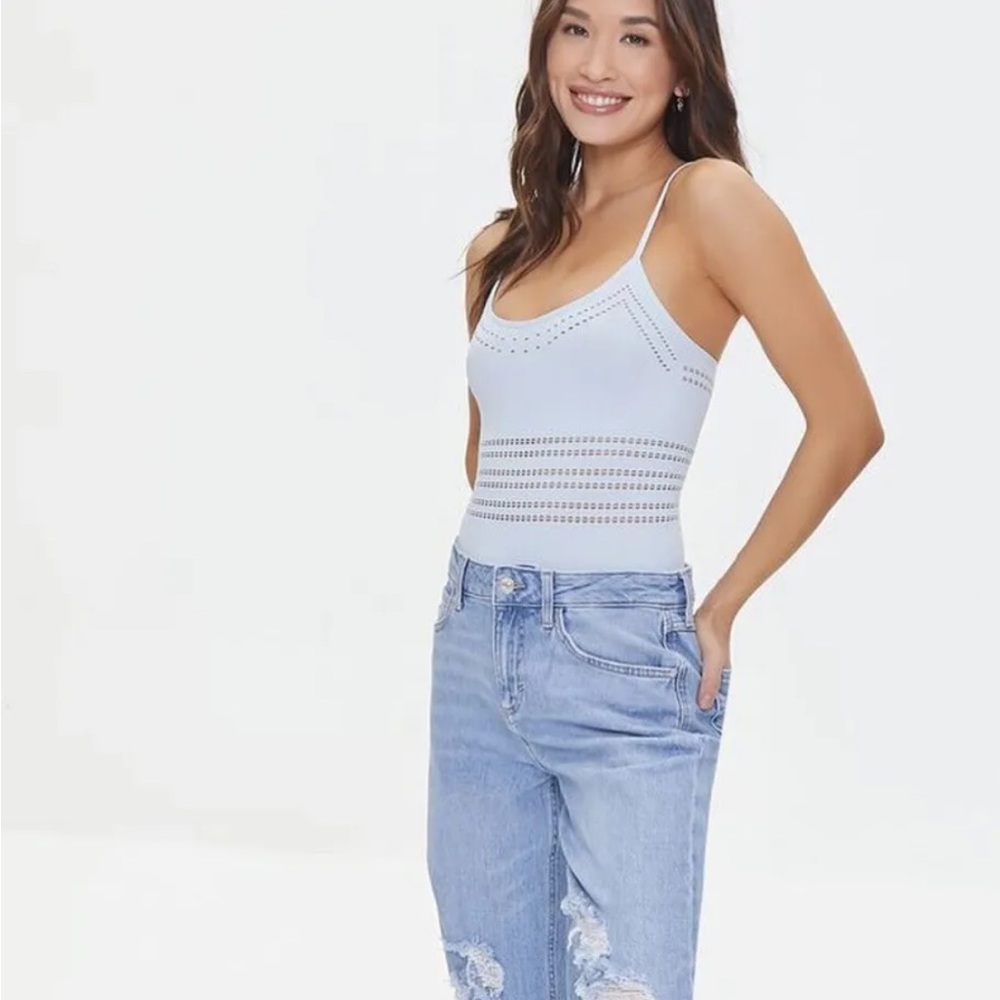 FOREVER 21• baby blue seamless bodysuit
